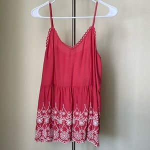 Maurices Hot pink eyelet spaghetti-strap peplum blouse